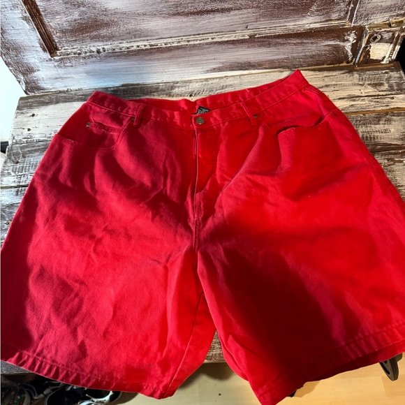 Women's Bold Red Jean Shorts - Picture 1 of 4